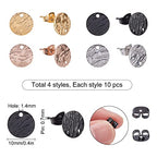 SUNNYCLUE 1 Box 20 Pairs 4 Colors Stainless Steel Ear Studs with Earring Backs Flat Round Earring Findings with Holes for DIY Making Necklace Earrings Bracelet - color: 20 Pairs Mixed Color Ear Studs Findings