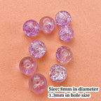 100pcs Crackle Glass Beads 8mm Round Crystal Glass Spacer Crafts Beads for Jewelry Making Necklace Bracelet Earrings DIY Crafts (Purple) - color: Purple, size: 8mm