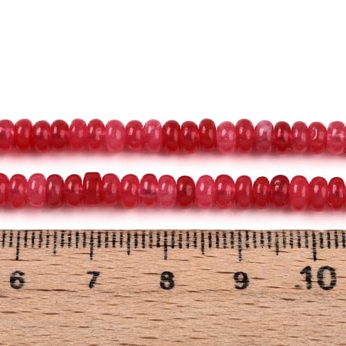 1 Strand Natural White Jade Rondelle Beads Strands Dyed Gemstone Beads Spacers for Jewelry Making Bracelets Necklace DIY Crafts 4.5x2.5~3mm 14.5" About 142~148pcs/strand Red - color: Red