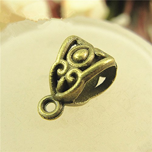 ALIMITOPIA 100pcs Alloy Beads Bails Connector for DIY Necklace Bracelet Jewelry Charm Pendant Hanging Adapter(Antique Bronze) - color: Bronze