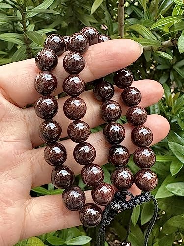 GAF TREASURES Grade A ++ Gemstone Round Bead Adjustable Bracelet 10mm, Genuine Crystal Bead Bracelet, Gift for Men & Women - color: Garnet