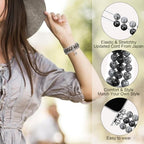 Newlibery Natural Stone Bracelet Beaded-Bands Women Compatible with Apple Watch 38mm 40mm 41mm 42mm (S10/11) Feminine Cute Handmade Stretch Strap for iWatch Series 11/10/9/8/7/6/5/4/3/2/1 SE 3/2/1 - color: A8 Grey Map, size: 38/40/41/42mm(S10/11)