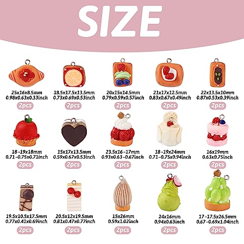 Cheriswelry Cup Cake Resin Pendants Lovely Food Sweet Dessert Dangle Charms Links Hanging Ornament with Metal Loop Fruit Pendants for Key Chains Bracelet Necklace Jewelry Making - color: Mixed Color-Cake*2