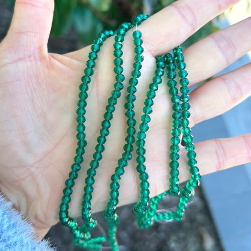 500pcs Czech Faceted Rondelle Crystal Glass Loose Beads 4mm Small Tiny Spacer Bulk Emerald Green for DIY Craft Jewelry Making CCR424 - color: Emerald Green, size: 4mm (0.16") - 500pcs