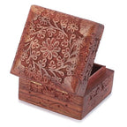 Ajuny Wooden Hand Carved Decorative Keepsake Box Jewelry Armoire Treasure Chest Trinket Holder Storage Travel Organiser Perfect Unique Gifts Ideas for Men and Women
