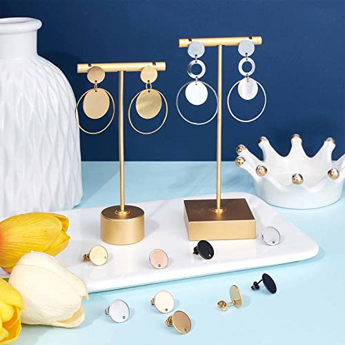 SUNNYCLUE 1 Box 32Pcs 4 Colors Flat Round Earring Posts Stainless Steel Earring Post Ear Stud with Loop Blank Metal Earring Studs Ear Nuts for Earrings Jewelry Making DIY Women Adults Crafts Suppies - color: 16 Pairs Round Mixed Color Stud Earring Finding