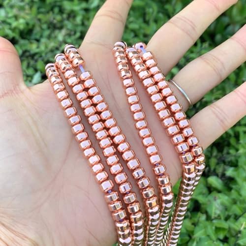 100pcs Adabele Grade A Natural Hematite Rose Gold Plated Healing Gemstone 6mm x 4mm Round Rondelle Loose Beads Gem Stone Spacer for DIY Craft Jewelry Making GFC8-4 - color: Rose Gold Plated Hematite, size: 6x4mm (100pcs/1 Strand)
