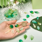 Glass Leaf Beads Crystal Glass Leaf Charms Transparent Leaves Pendants Tiny Green Leaf Bead Caps for Christmas Earring Bracelet Jewelry Making DIY Keychain Craft - color: 9 Styles-Green Leaf