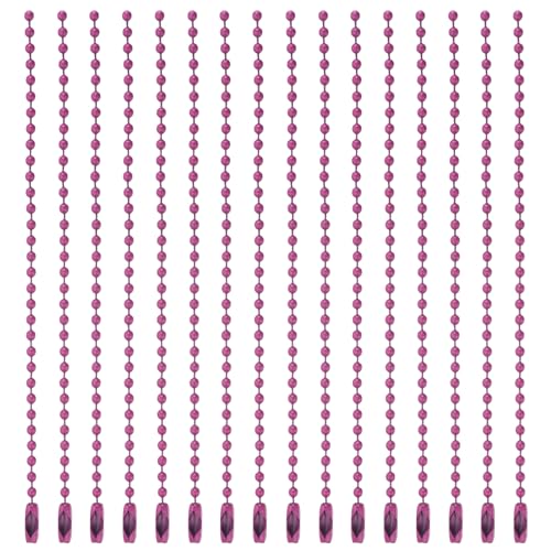 MECCANIXITY Ball Bead Chain Beaded Necklace Chains 5 Inch Adjustable Metal Ball Chains 2.4mm/0.1inch Keychain for Jewelry Making,DIY Craft Projects,Pack of 36(Rose Red) - color: Rose Red