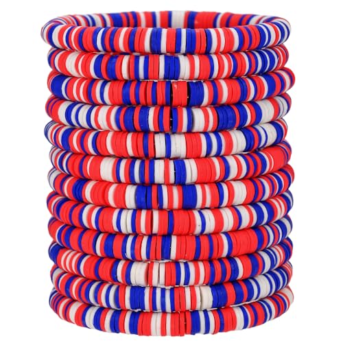 12pcs Friendship Bracelets Beaded Bracelets Heishi Bracelet Cute Bracelets Stack Vinyl Clay Disc Bead Surfer Stretch Summer Beach Bracelets For Women Preppy Bracelets - color: B-color 6