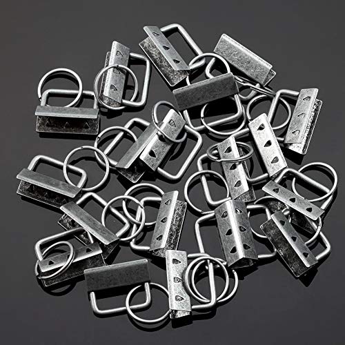 SPEEDWOX 20 Sets of Key Fob Pliers 1.25 Inch Key Fob Hardware with Keychain Split Rings Webbing Fabric Strapping Dark Nickel Glass Breaking Pliers Tools with Rubber Tips - size: 1.25" Dark Nickel