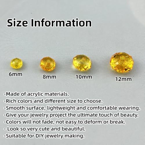 400pcs 8mm Acrylic Crystal Beads, Faceted Rondelle Acrylic Spacer Beads for Wind Chimes Bracelet Necklace Earring Keychain Jewelry Making DIY Crafts(Gold Yellow) - color: Gold Yellow, size: 8mm