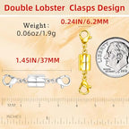 Double Lobster Clasp Magnetic Necklace Clasps and Closures 14K Gold and Silver Magnetic Jewelry Clasps Converters for Bracelet Necklaces Extender - color: 6Pcs | 3Gold & 3Silver