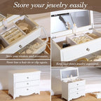 White Ballerina Musical Jewelry Box with Mirror for Girls and Women,Jewelry Storage Box, for Birthday,Valentine's Day and All Holidays,Great Gift for Daughter, Wife