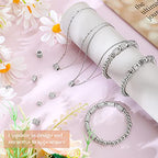 Yinkin 40 Pieces Zircon Rhinestone Beads Tube Column Pave Bead Charms Cubic Zirconia Big Hole Spacer Jewelry Bracelet Connector Crystal for DIY(Silver)