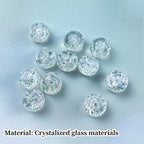 100pcs Crackle Glass Beads 8mm Round Crystal Glass Spacer Crafts Beads for Jewelry Making Necklace Bracelet Earrings DIY Crafts(White) - color: White, size: 8mm