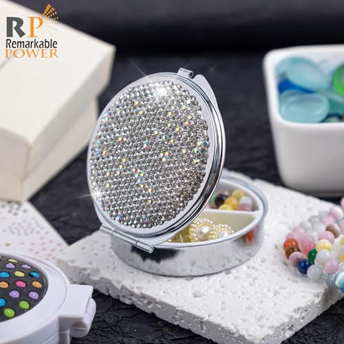 Rhinestone Jewelry Box Compact Storage Case for Rings Earrings Necklaces