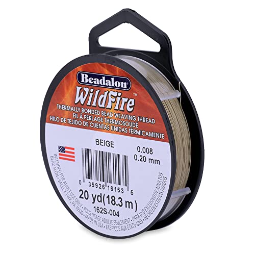 Beadalon Wildfire Ultra - Beading Thread, Beading Supplies for Crafters, Jewelry Makers, Beaders. Braided Fishing Line - size: 0.008 in / 20 yd, style: Beige