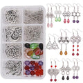 SUNNYCLUE 1 Box DIY 10 Pairs Celtic Knot Dangle Earring Making Kit Celtic Knot Connect Charms Findings Irish Wiccan Flower Star Triangle Heart Love with Beads Earring Hooks Instruction for Beginners - color: Sliver