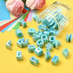 Ornaland 90-100Pcs Large Letter Beads Acrylic Alphabet Letter Beads Random Mixed Alphabet Shape Bead for Bracelets Keychains Jewelry Lanyards Making(Turquoise) - color: Turquoise