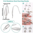 SUNNYCLUE 1 Box 80Pcs Earring Hooks Stainless Steel Earring Findings Earring Hook with Loops Ear Wires Wide Fish Hooks French Earring Hooks for Pierced Ears Jewelry Making Supplies Hypoallergenic - color: 80pcs Stainless Steel Drop Shaped Earring Hooks