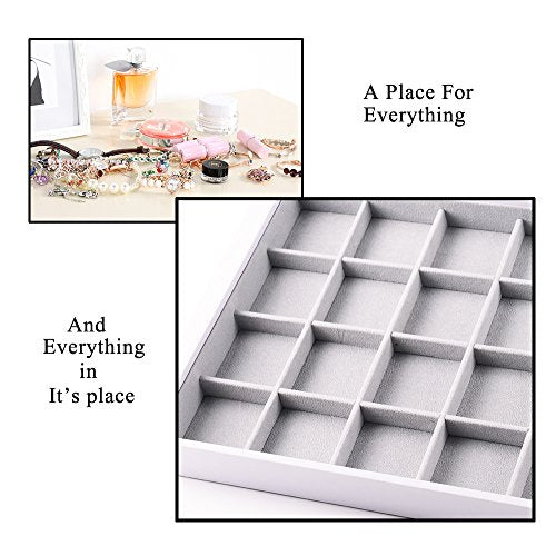 Oirlv Velvet Stackable Jewelry Trays Rings Display organizer Home Storage Trays (24 Grids) - size: 24 Grids Ring