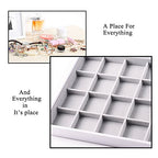 Oirlv Velvet Stackable Jewelry Trays Rings Display organizer Home Storage Trays (24 Grids) - size: 24 Grids Ring