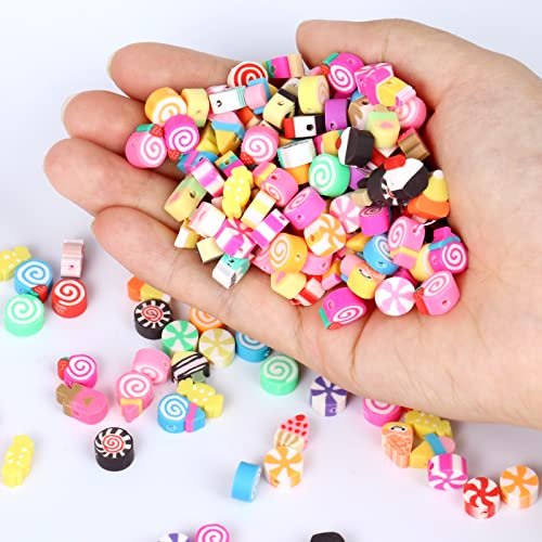 200PCS Colorful Candy Polymer Clay Beads 10mm Mixed Candy Ice Cream Spacer Beads Handmade Polymer Clay Beads Kit Bulk for Jewelry Making DIY Bracelet Necklace - color: Clay Candy