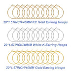60Pcs Round Hoop Earring Findings Stainless Steel Earrings Beading Making Open Beading Hoop for Jewelry Making DIY Crafts Art Creation (40mm) - color: 40mm