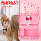 Hello Kitty Sanrio Musical Jewelry Box for Girls Teens Women Kawaii Wind Up Music Box Jewelry Organizer Ring Holder Gifts for Women (Pink - style: Pink Hello Kitty
