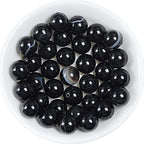 37Pcs Natural Crystal Beads Stone 10mm Black Stripe Onyx Agates Gemstone Round Loose Energy Healing Beads for Bracelet Necklace Earrings Jewelry Making - color: Black, size: 10MM