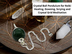 Amazing Gemstone Green Aventurine Crystal Ball Pendulum for Divination - Dowsing Pendulum Necklace with Chain and Quartz Bead for Reiki Healing and Crystal Grid Meditation - color: Green Aventurine