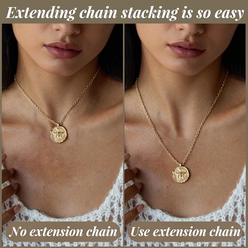 4-Piece Gold Extension Chain Sets for Women for Necklace, Bracelet, Coach Extension Chain, Layering Extension for Jewelry Making - color: gold B