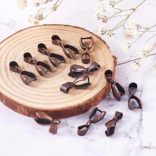Fashewelry 200pcs Brass Pendant Pinch Bails Antique Bronze 8x5mm Inner Diameter Dangle Charm Clasp Clip for Top Drilled Bead Necklace Earring Jewelry Making Pin:0.9MM - color: Red Copper #2