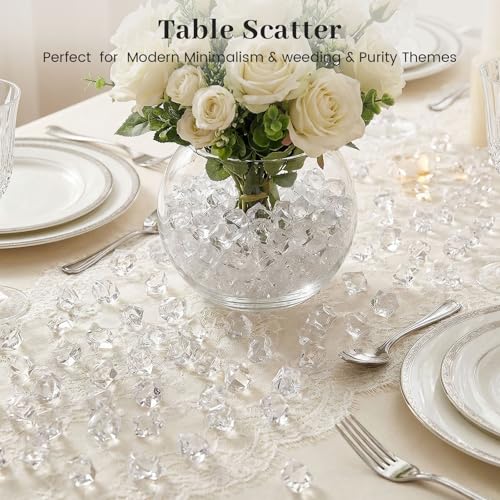 DomeStar Fake Ice, 150PCS Fake Diamonds, Plastic Diamonds Acrylic Rocks Vase Fillers for Centerpieces Wedding Party Table Scatter Food Display - color: 150 Clear