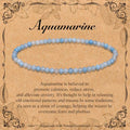 BONNY BOXX Natural Genuine Gemstone Faceted Round Beads Bracelets, 3mm Adjustable Stretchy Tiny Faceted Black Tourmaline Bracelet, Healing Crystal Reiki Chakra Dainty Jewelry Fashion Gifts - color: Aquamarine