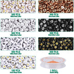 1900Pcs 7 Colors Round Letter Beads 4×7mm Acrylic Alphabet Beads with 1 Roll Elastic String for Bracelet Necklace Jewelry Making Supplies - color: 7 Colors-B