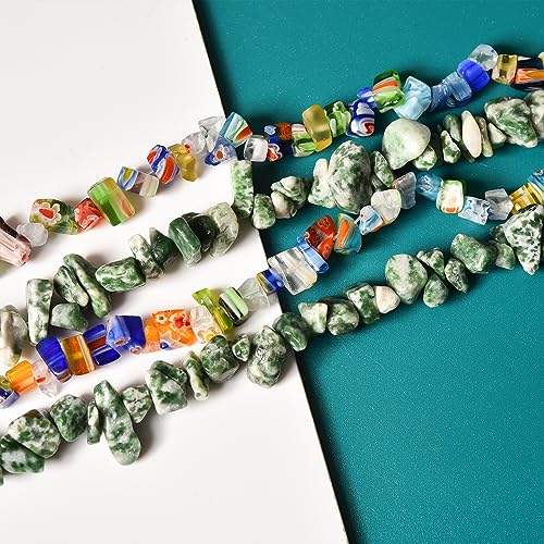 5-8mm 34 inches Natural Crystal Blue Howlite Turquoise Stone Beads for Jewelry Making Tumbled Drilled Irregular Gravel Gemstones Chips Stone Beads by Strand - color: Blue Turquoise