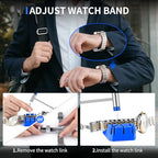 XOOL 210 PCS Watch Repair Kits, Including Watch Battery Change Kit, Watch Case Opener, Link Remover, Spring Bar Tools, Screwdrivers, and Portable Carrying Case with Instruction Manual - color: 210pcs BLUE