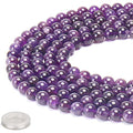 70PCS Natural 8MM Healing Gemstone, Amethyst Energy Stone Round Loose Beads, Semi-Precious Crystal Beads with Free Elastic String for Jewelry Making DIY - color: Amethyst, size: 8MM