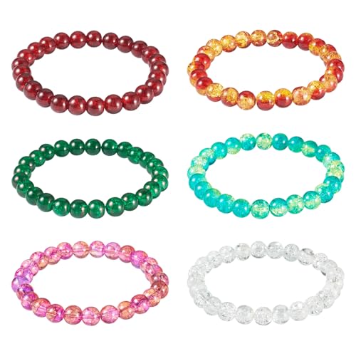 Elecrelive Glass Round Beaded Bracelet Set Clay Beaded Bracelets Stretch Bracelets - color: Mix Colors, Christmas