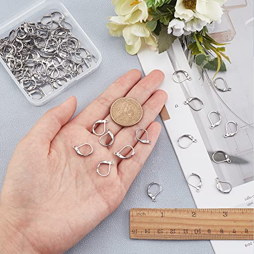 SUNNYCLUE 1 Box 100Pcs Leverback Earring Hooks 304 Stainless Steel Earwires Earrings Hook Bulk with Loop Leverbacks Ear Lever Back for Jewelry Making Findings Ear Backs Closed Clasps - color: 100pcs Stainless Steel Leverback Earwires