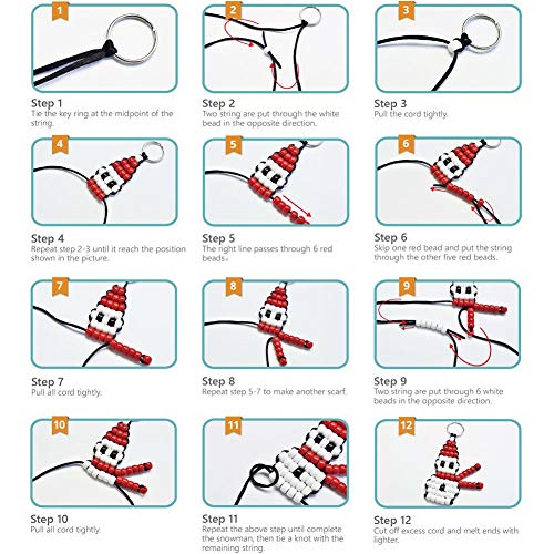 SUNNYCLUE 1 Box DIY Make 10PCS Christmas Theme Bead Pets Kit 8mm Pony Beads Assortment Box Set with Key Ring & Lanyard Clips, Instruction - color: 8mm Pony Beads Kit Christmas Themed