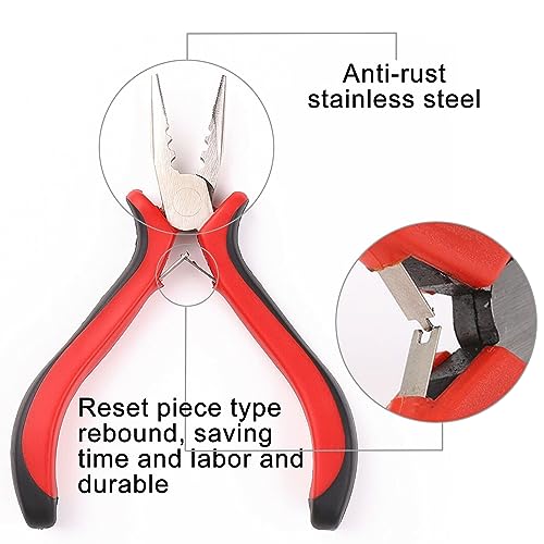 Hair Extensions Pliers 3-Hole for Micro Nano Ring Hair Extensions Opener and Removal,Needle Nose Pliers with 3 Holes Serrated Jaws Mini Plier 1pc