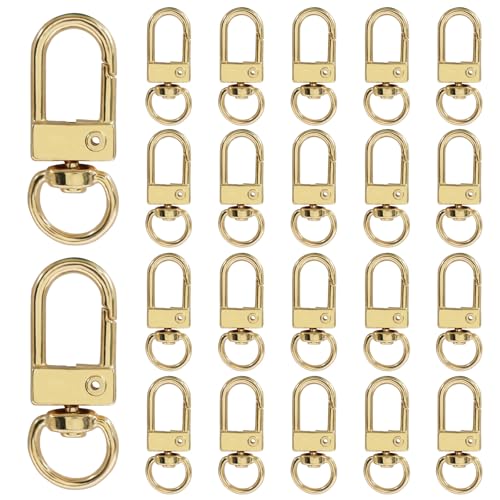 20Pcs Gold Metal Lobster Claw Clasps, Swivel Lanyards Snap Hooks for Jewelry Making, Keychain,Bag Connector - color: gold