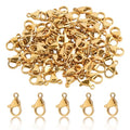 120Pcs 12mm Stainless Steel Lobster Clasps Gold Plated Lobster Claw Clasps Fasteners Hooks for DIY Necklace Bracelet Jewelry Making - color: Gold plated, size: 12mm