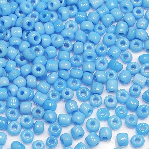Blue Beads Size 6/0 Crafts Glass Seed Beads 4mm for Jewelry Making (Total About 100g About 1200pcs) - color: Blue