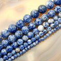 AD Beads Natural Gemstone Smooth Round Loose Beads 15" 4mm 6mm 8mm 10mm 12mm (4mm, Blue Spot Jasper) - color: Blue Spot Jasper, size: 4mm