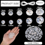 Song Xi 1250PCS AB White Crystal Beads for Jewelry Making, Rondelle Glass Beads for Bracelets Necklace, Earring, Pendants and Making Supplies, Bulk, Arts and Crafts, Sparkling (3/4/6/8/10mm) - color: AB White
