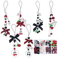 SUNNYCLUE 1 Box DIY 6 Sets Cell Phone Charm Kit Black Cherry Charms Gothic Checkered Bowknot Flowers Red Cherry Fruit Charm Accessories for Jewelry Making Kits Women Starters Cellphones Case Decors